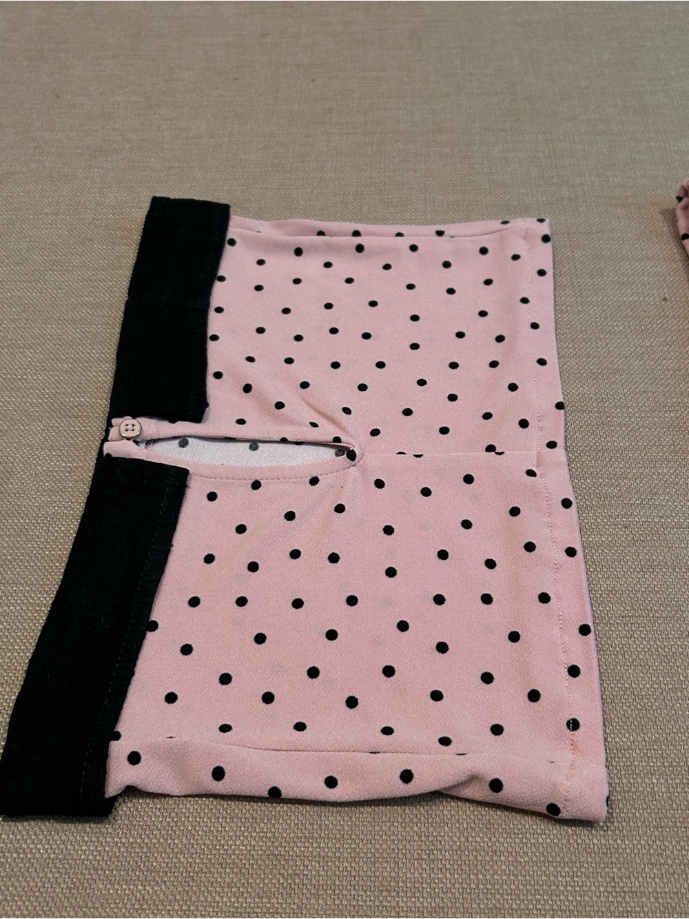 One of One Pink Polka Dot Tube Top and Mini Skirt Set with Black Trim - Picture 7 of 9